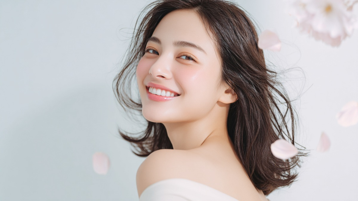 審美歯科治療で美しい歯になった笑顔の女性