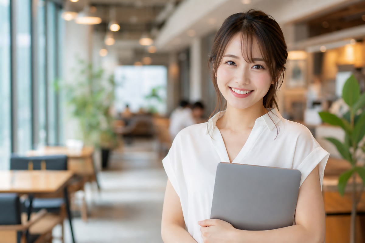 ワイヤー矯正で整った歯並びになった笑顔の女性